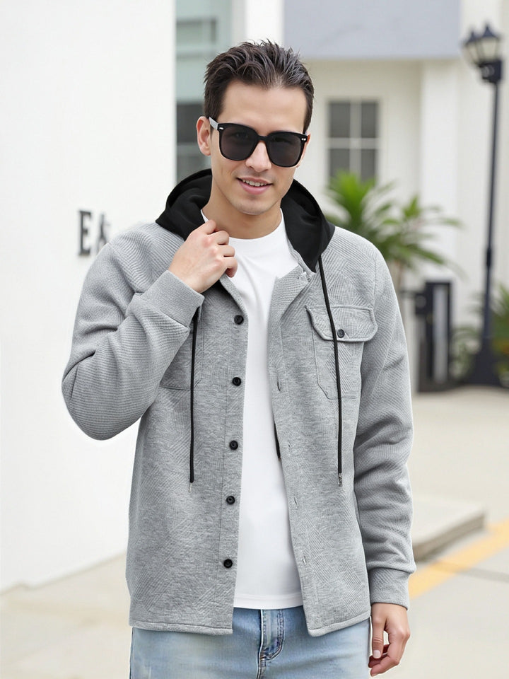Herren modische Hybrid-Jacke mit abnehmbarer Kapuze und praktischen Taschen Drune