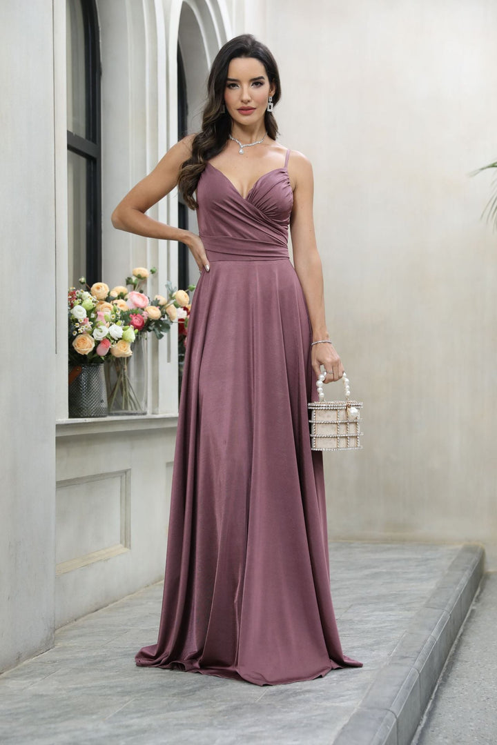 Damen Elegantes Maxikleid mit gerafftem Oberteil und schwingendem Saum Drune