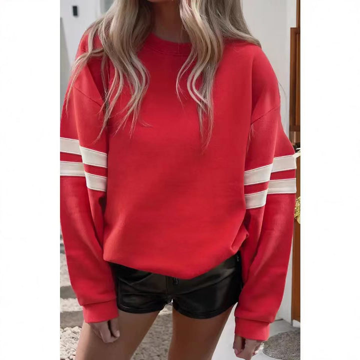 Damen Sportlicher Oversized Pullover mit Streifenakzenten und lässigem Schnitt Drune