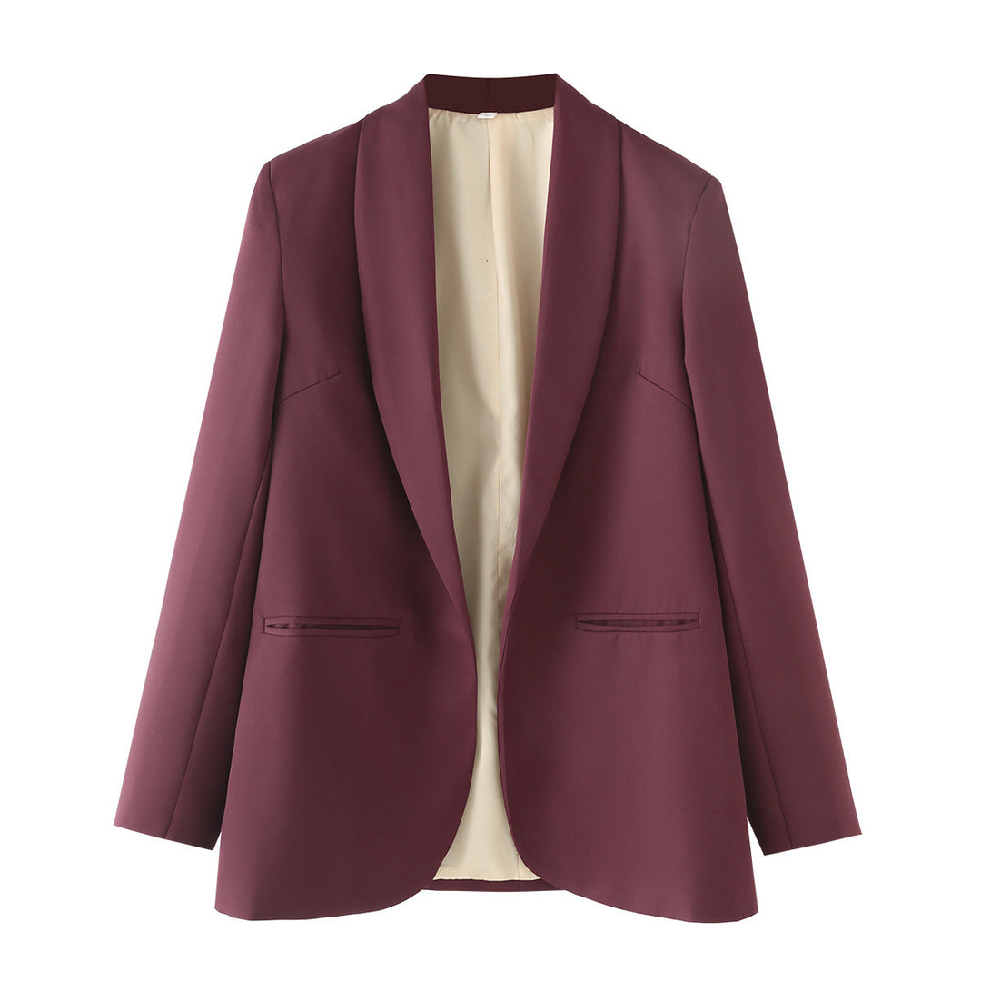 Damen nan eleganter Longblazer mit Schalkragen, unstrukturiertem Fall und paspelierten Leistentaschen Drune