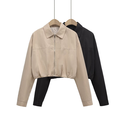 Damen Cropped Leichte Utility Jacke Drune