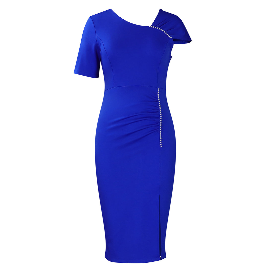 Damen Figurbetontes Kleid mit asymmetrischem Design und eleganten Pailletten Drune