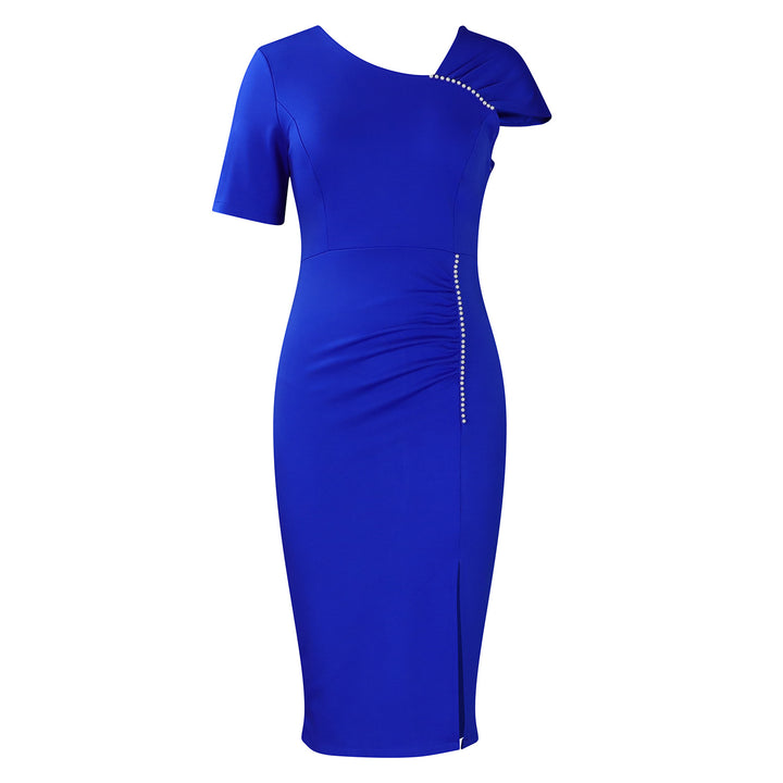 Damen Figurbetontes Kleid mit asymmetrischem Design und eleganten Pailletten Drune