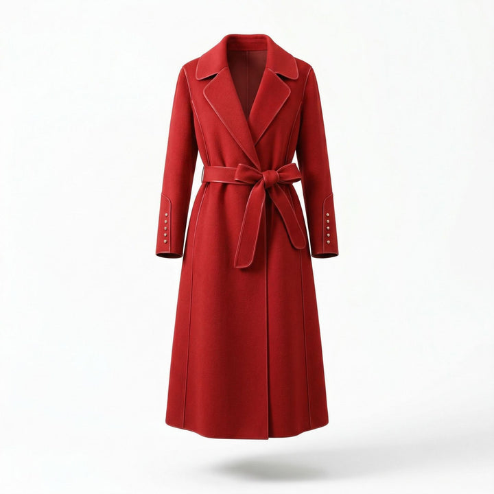 Damen Eleganter Wickelmantel mit Gürtel und hochwertigen Details Drune