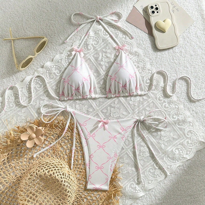 Damen Triangel-Bikini mit zarten Schleifendetails Drune