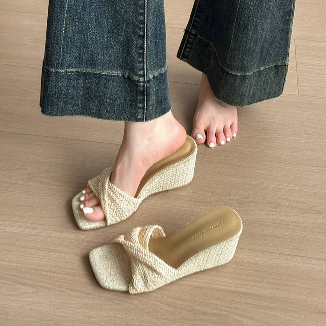 Damen Elegante und komfortable Wedgesandalen mit modischem Knöchelriemen Drune
