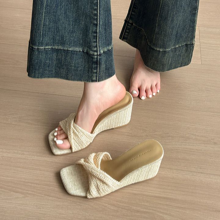 Damen Elegante und komfortable Wedgesandalen mit modischem Knöchelriemen Drune