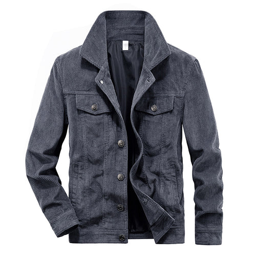 Herren Lässige Cordjacke mit praktischem Kragen Drune
