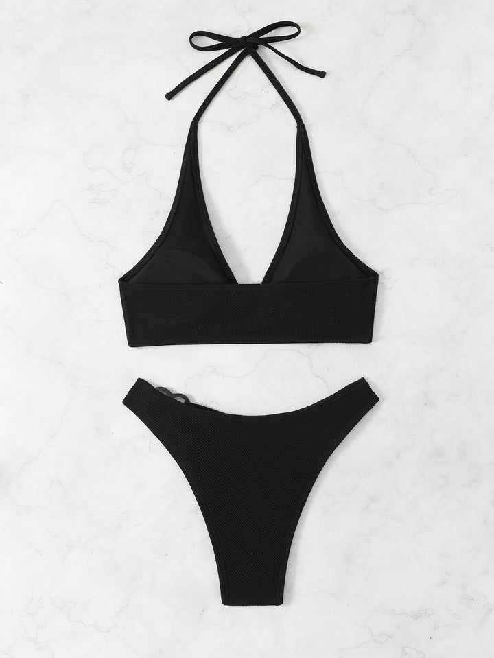 Damen Bikini-Set mit rippierter Textur und verstellbarem Oberteil Drune