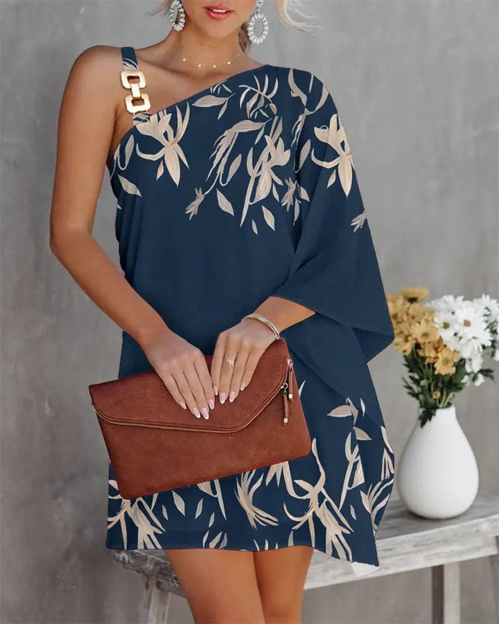 Damen asymmetrisches Minikleid mit dekorativem Schulterdetail und elegantem Design Drune