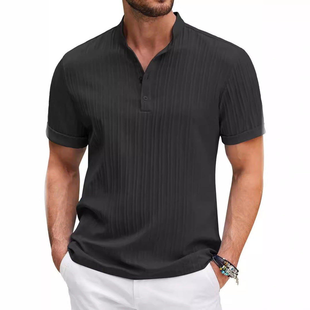 Herren Kurzarm Henley-T-Shirt mit strukturiertem Design Drune