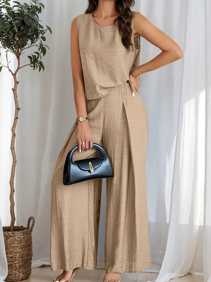 Damen weiches Oberteil und elegante weite Hose Drune