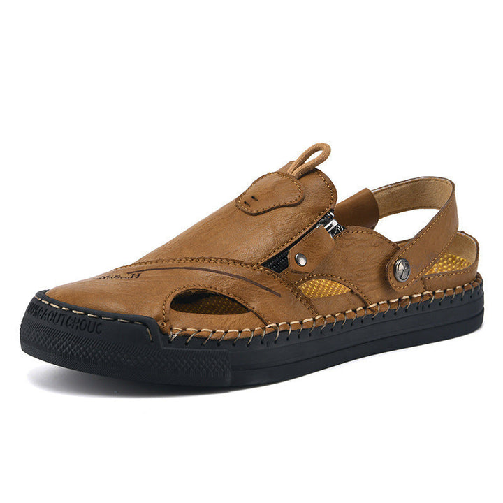 Herren Atmungsaktive und bequeme Leder-Sandalen mit verstellbarem Riemensystem Drune