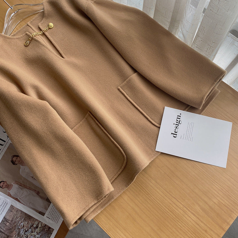 Damen Stilvolle Wolljacke mit langen Ärmeln Drune