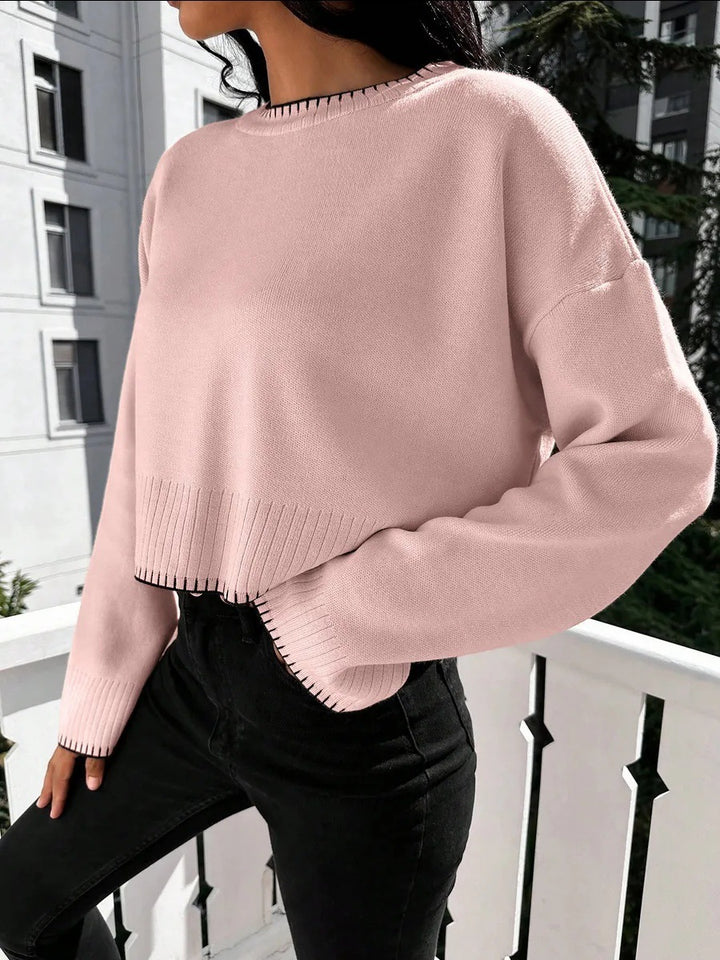 Damen Modischer Pullover mit asymmetrischen Kanten und strukturiertem Design Drune