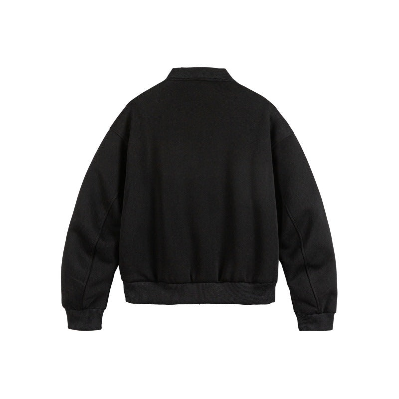 Unisex Boxy‑Sweatjacke mit durchgehendem Reißverschluss, Badge‑Applikationen und geripptem Saum Drune