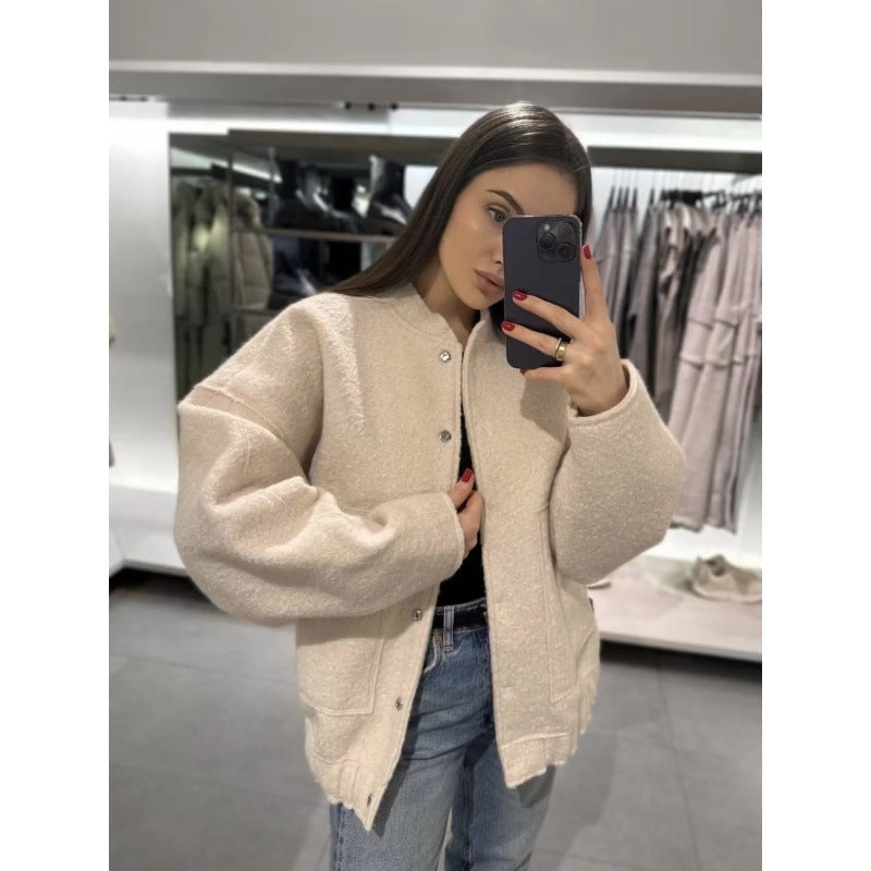 Damen coole Oversize-Jacke aus weichem Wollmix Drune