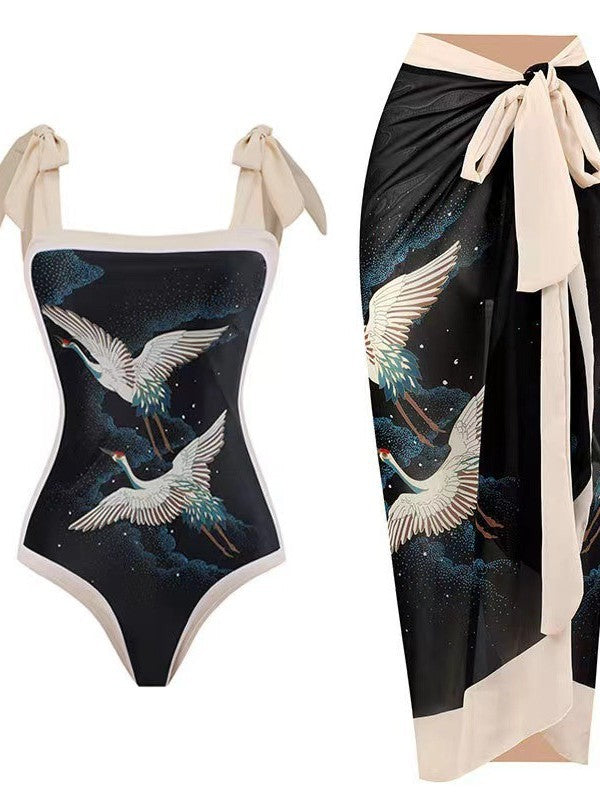 Damen Einteiler Badeanzug mit asymmetrischem Schnitt und eleganter Palazzo-Hose Drune