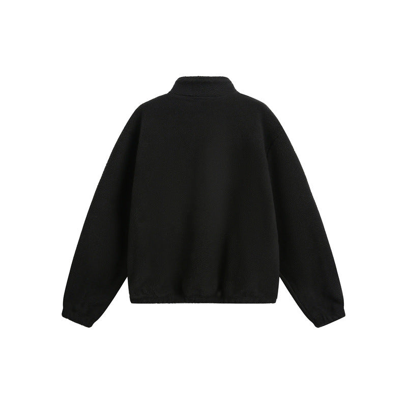 Unisex Oversize Fleece-Halbzip mit Stehkragen und Reißverschlusstaschen Drune