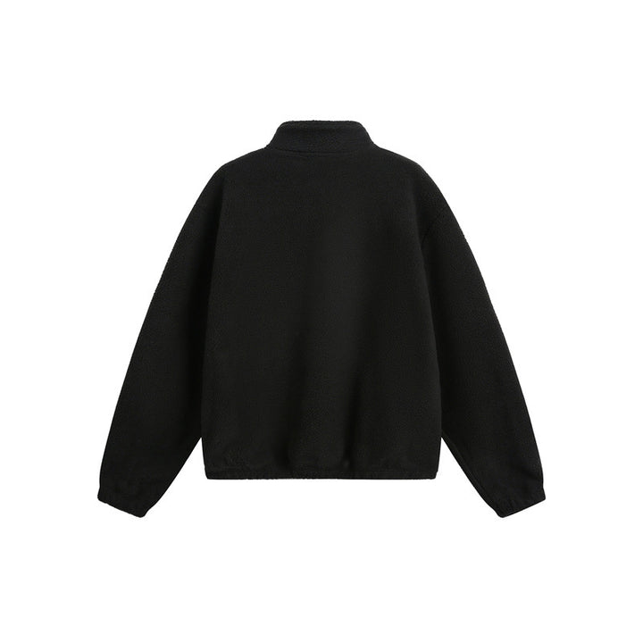 Unisex Oversize Fleece-Halbzip mit Stehkragen und Reißverschlusstaschen Drune