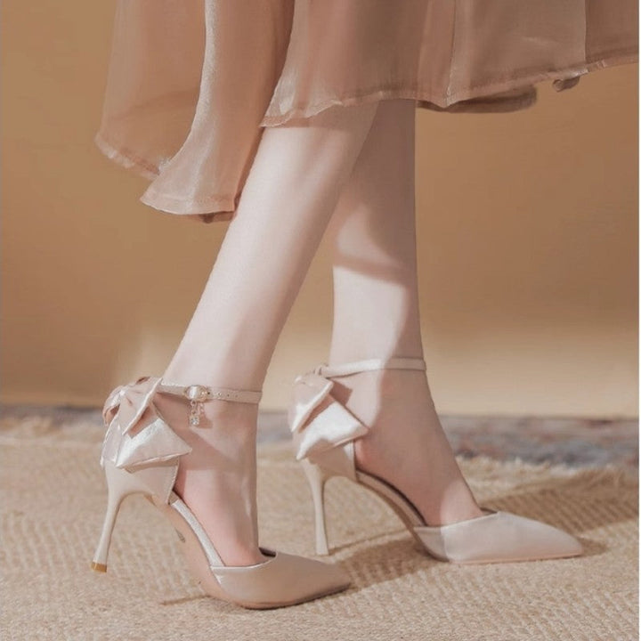 Damen elegante High Heels mit zartem Riemchen und Schleifenakzent Drune