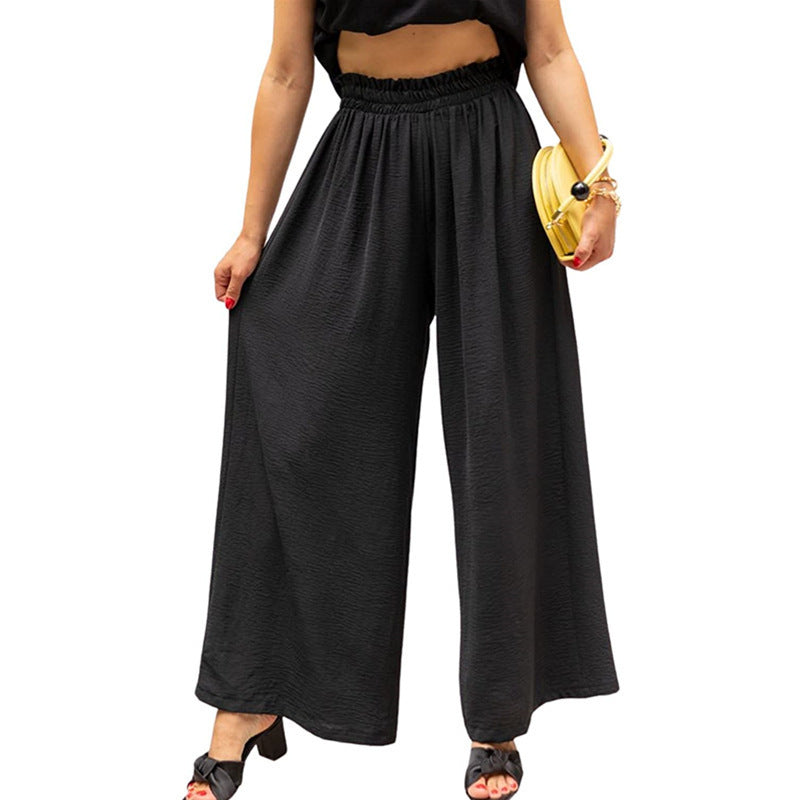Damen Weite Palazzo-Hose mit elastischem Bund Drune