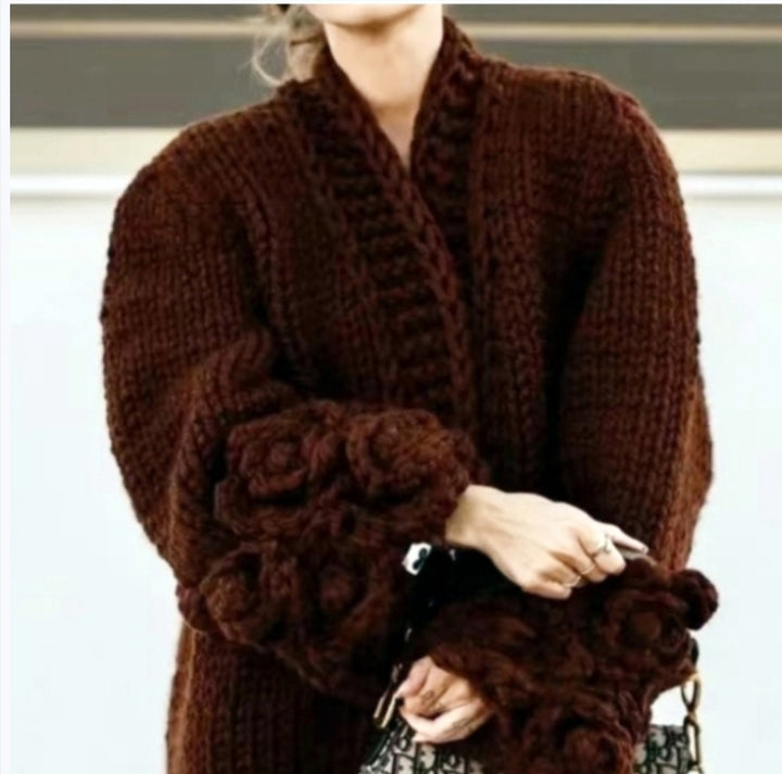 Damen Strickjacke mit floralem Design und oversize Passform Drune