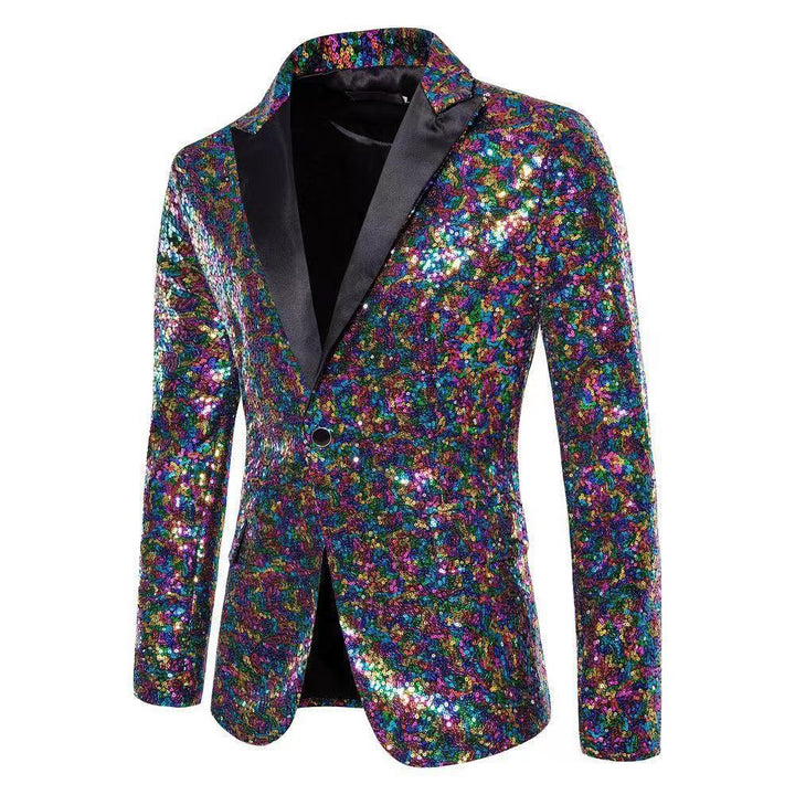 Herren eleganter Pailletten-Blazer mit edel dekorativen Akzenten Drune