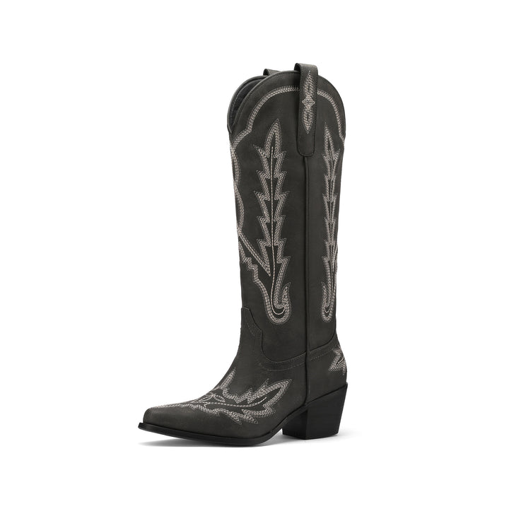 Damen Verzierte Western-Stiefel bis zum Knie Drune