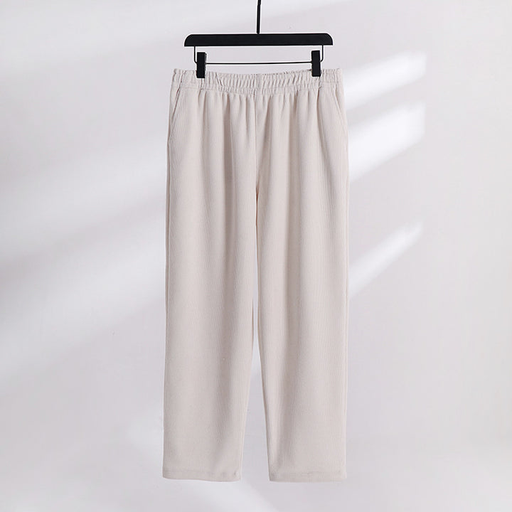 Damen Cordhose mit elastischem Bund weitem Bein und Eingrifftaschen Drune