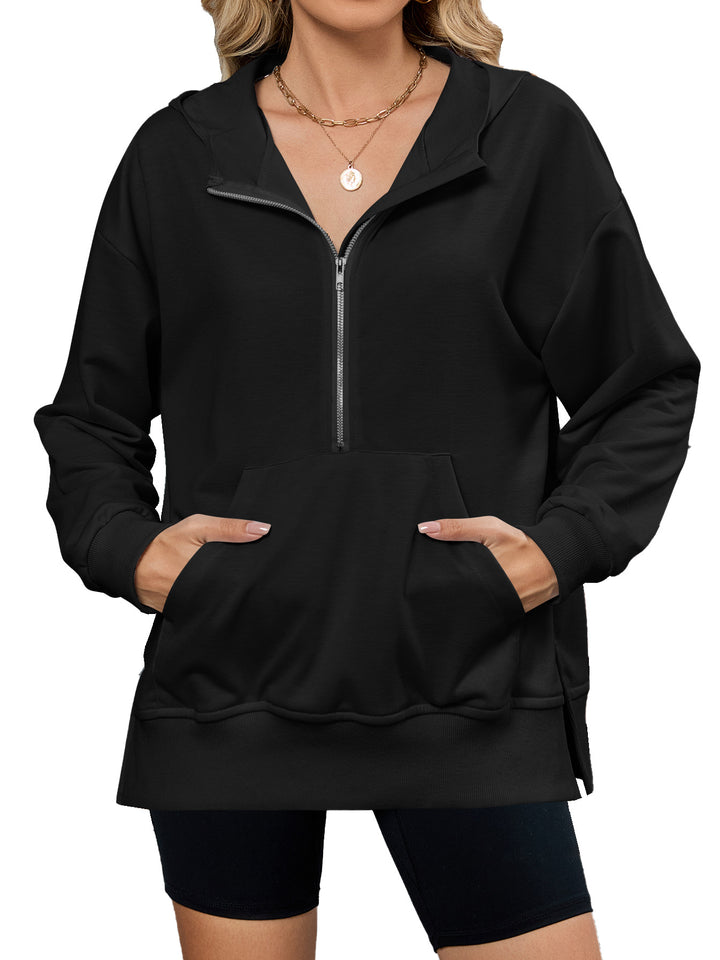 Damen Kapuzenpullover mit durchgehendem Reißverschluss und Taschen Drune