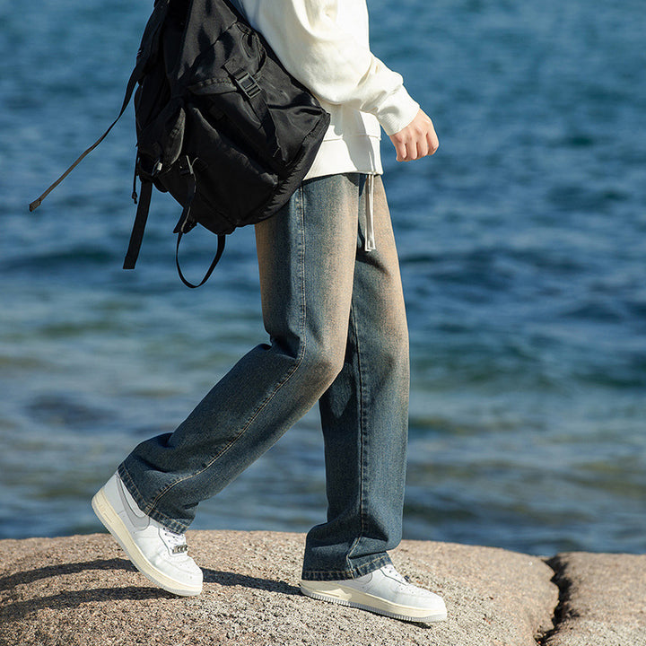Herren Weitgeschnittene Denim-Hose mit Komfortbund