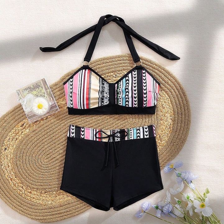 Damen Bikini-Set mit modischem High-Waist-Schnitt und verstellbaren Trägern Drune