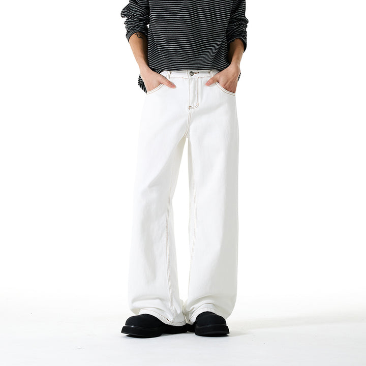 Damen Weite Cropped-Jeans mit hoher Leibhöhe und Kontrastnähten Drune
