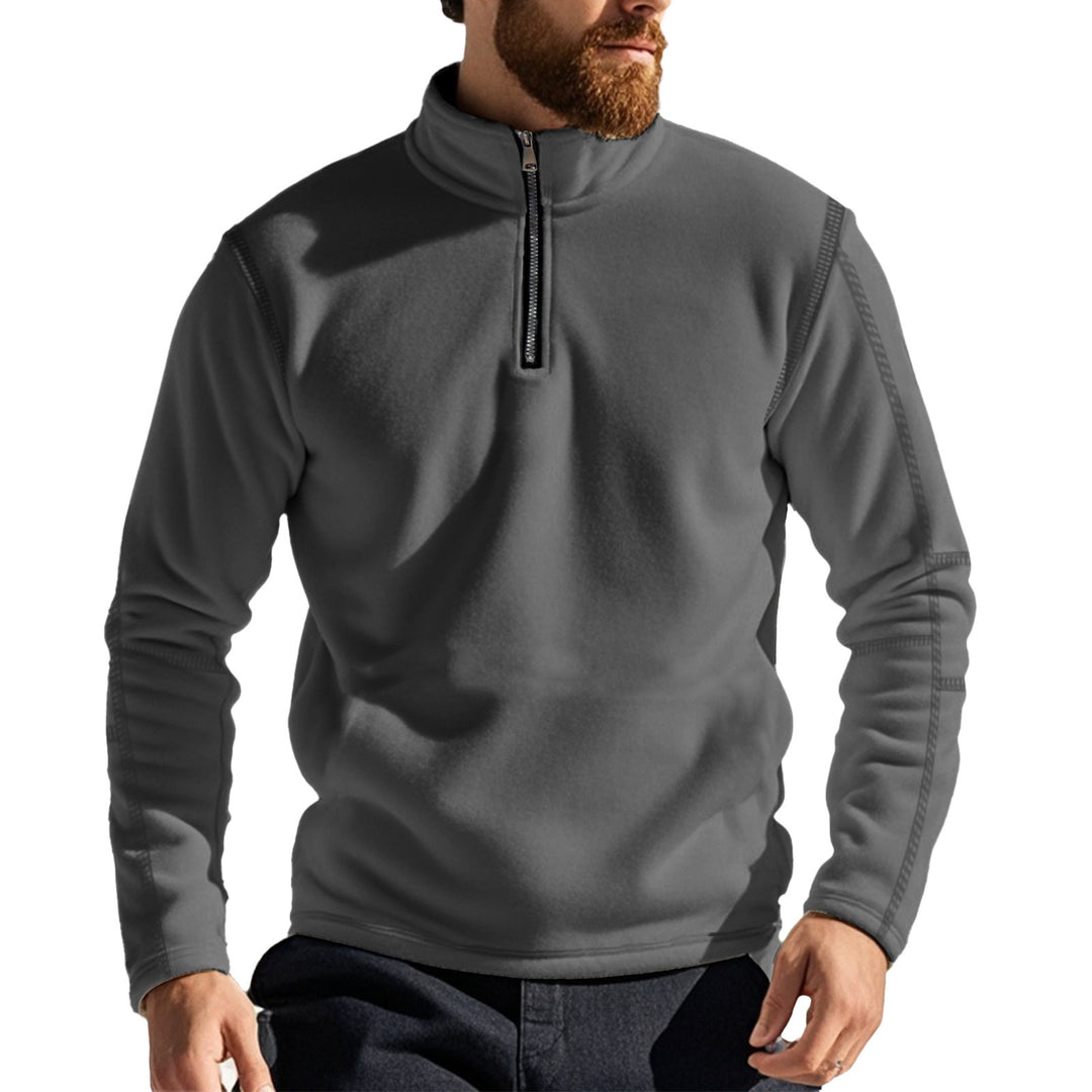 Herren nan funktionaler Fleecepullover mit Halbzip, Stehkragen und Raglanärmeln Drune