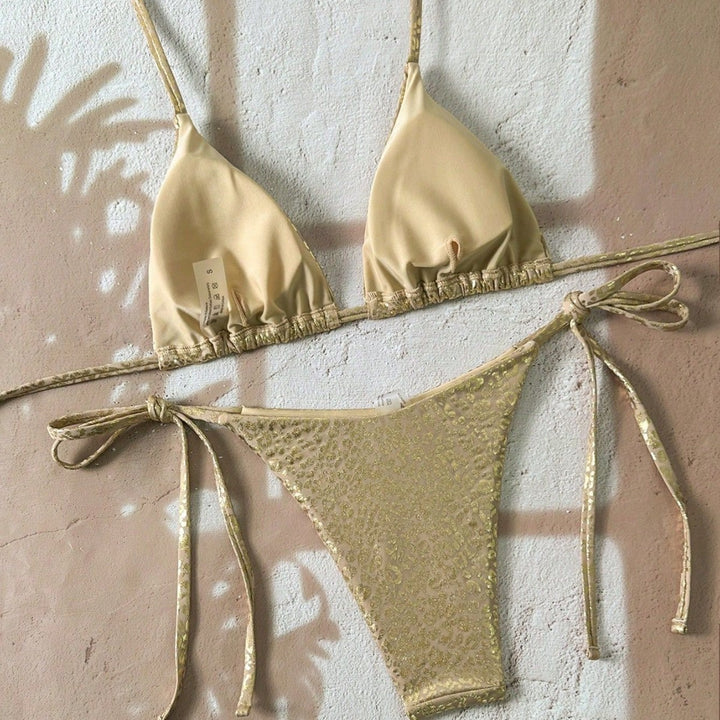 Damen Triangel-Bikini mit glitzerndem Leo-Design Drune