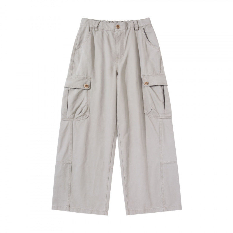 Damen Weite Cargo-Hose mit hohem Bund, großen Klappentaschen und Culotte-Silhouette Drune