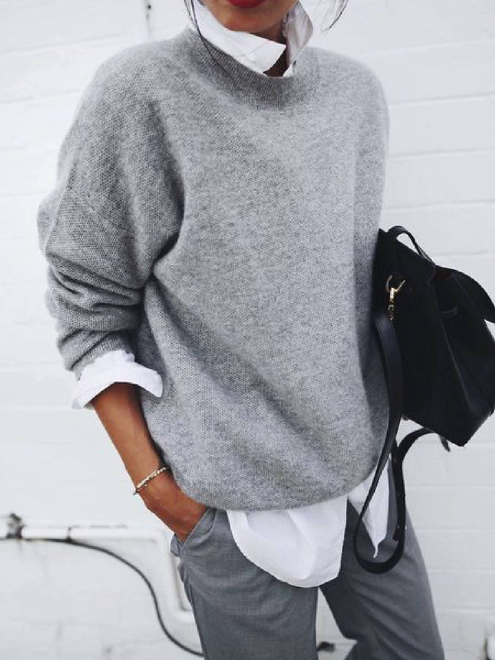 Damen Oversized Feinstrickpullover mit Stehkragen und abgesenkter Schulter Drune
