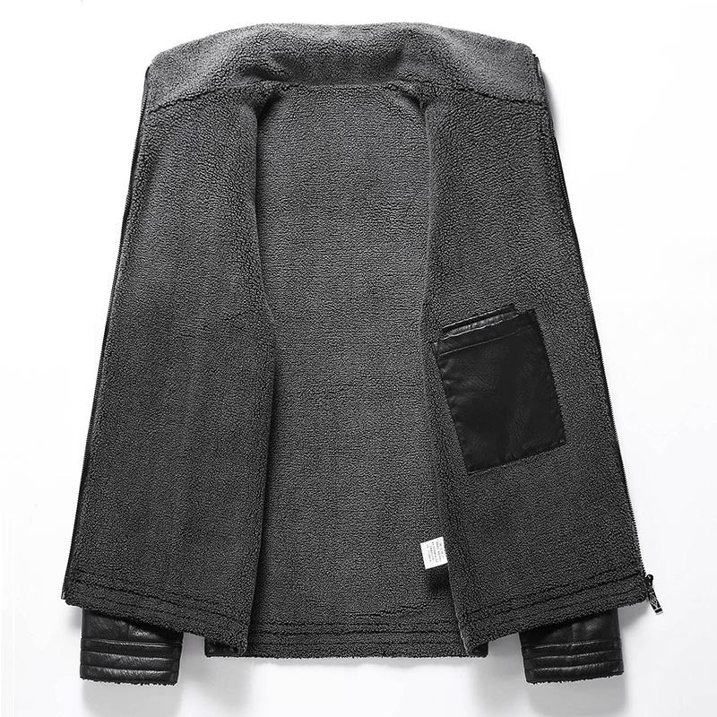 Herren Elegante Kunstlederjacke mit hohem Kragen Drune