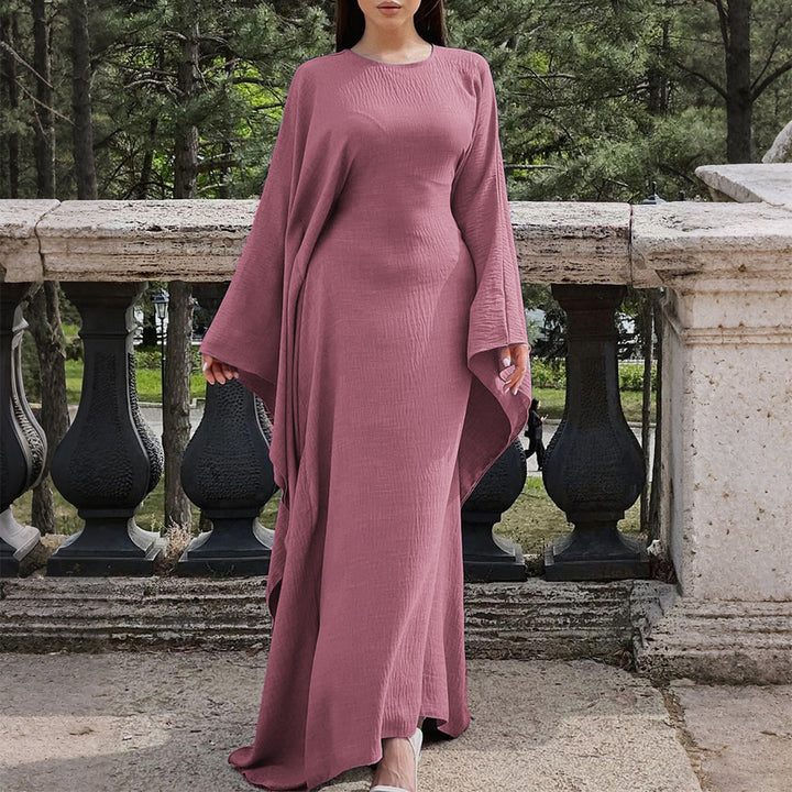 Damen nan fließendes Maxikleid mit weiten drapierten Ärmeln aus Viskosemix Drune