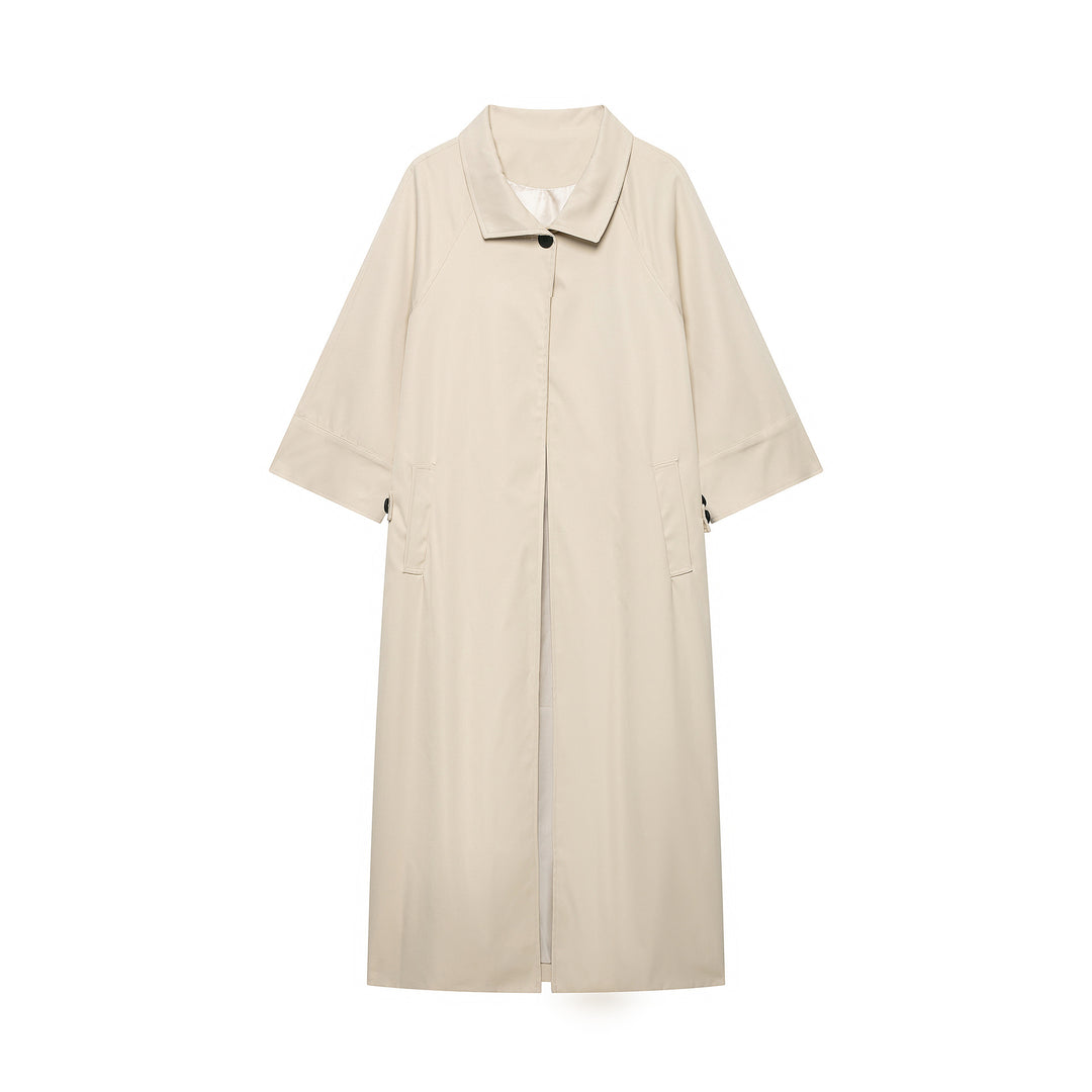 Damen 10+ leichter Oversize Cape‑Mantel mit Dreiviertelärmeln und verdeckter Knopfleiste Drune