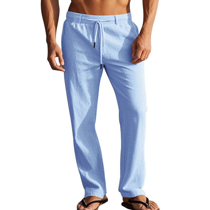 Herren lässige Strandhose mit elastischem Bund und atmungsaktivem Leinenmaterial Drune