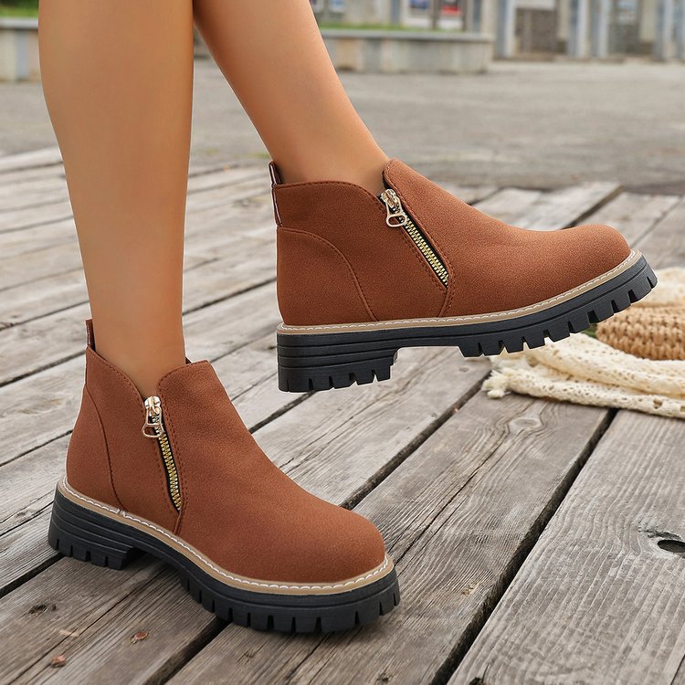 Damen Chelsea-Stiefelette mit profilierter Gummisohle und seitlichem Reißverschluss Drune