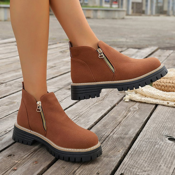 Damen Chelsea-Stiefelette mit profilierter Gummisohle und seitlichem Reißverschluss Drune