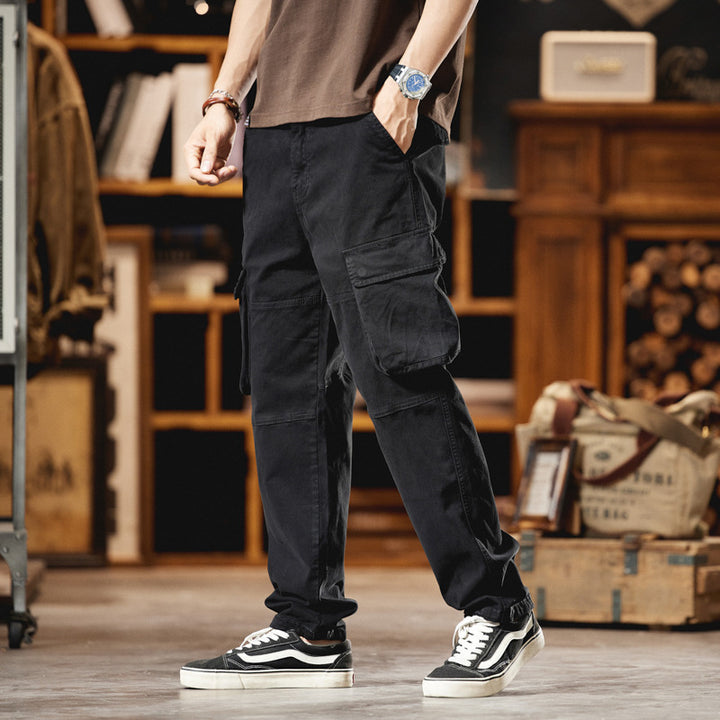 Herren Cargo-Hose im Utility-Look mit Knieabnähern und großen Klappentaschen Drune