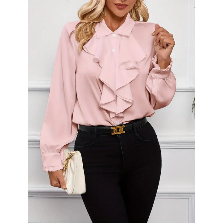 Damen Bluse mitraffinierten Rüschendetails und eleganten Ärmeln Drune