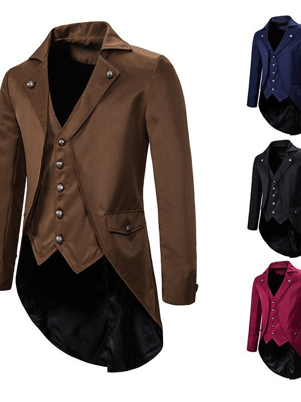Herren eleganter Anzugmantel mit asymmetrischem Schnitt und feinen Details Drune