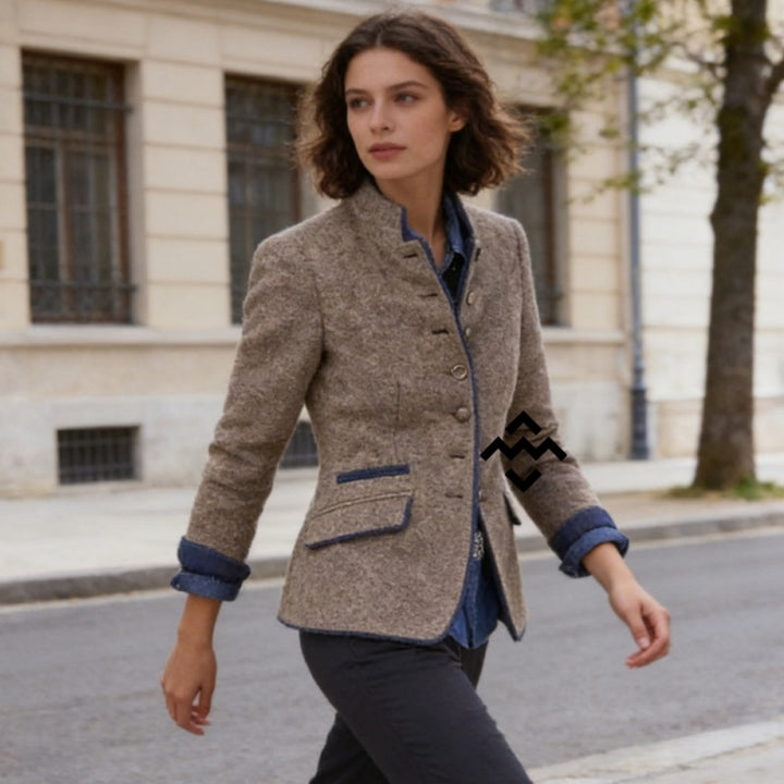 Damen nan klassische Trachtenjacke mit Stehkragen und dekorativen Zierknöpfen Drune