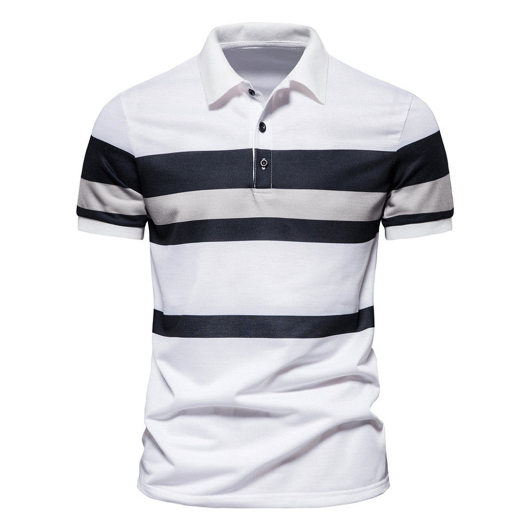 Herren Poloshirt mit modernem Streifenmuster und atmungsaktiver Baumwolle Drune