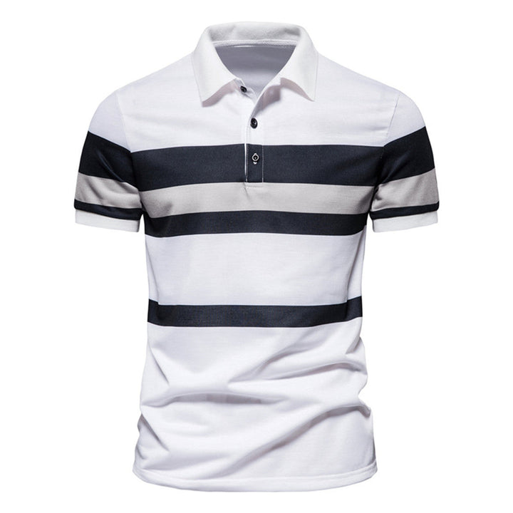 Herren Poloshirt mit modernem Streifenmuster und atmungsaktiver Baumwolle Drune